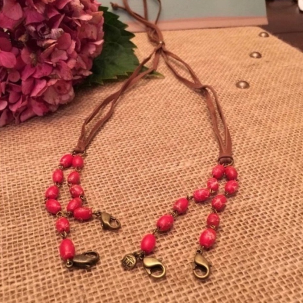 NEw without tags Lenny & Eva wood leather messenger necklace
